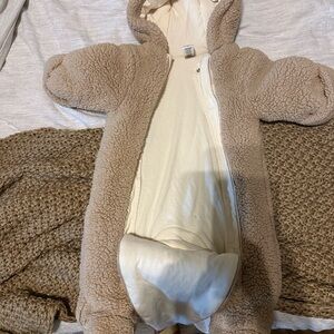 Little Me Tan Sherpa Baby Bunting